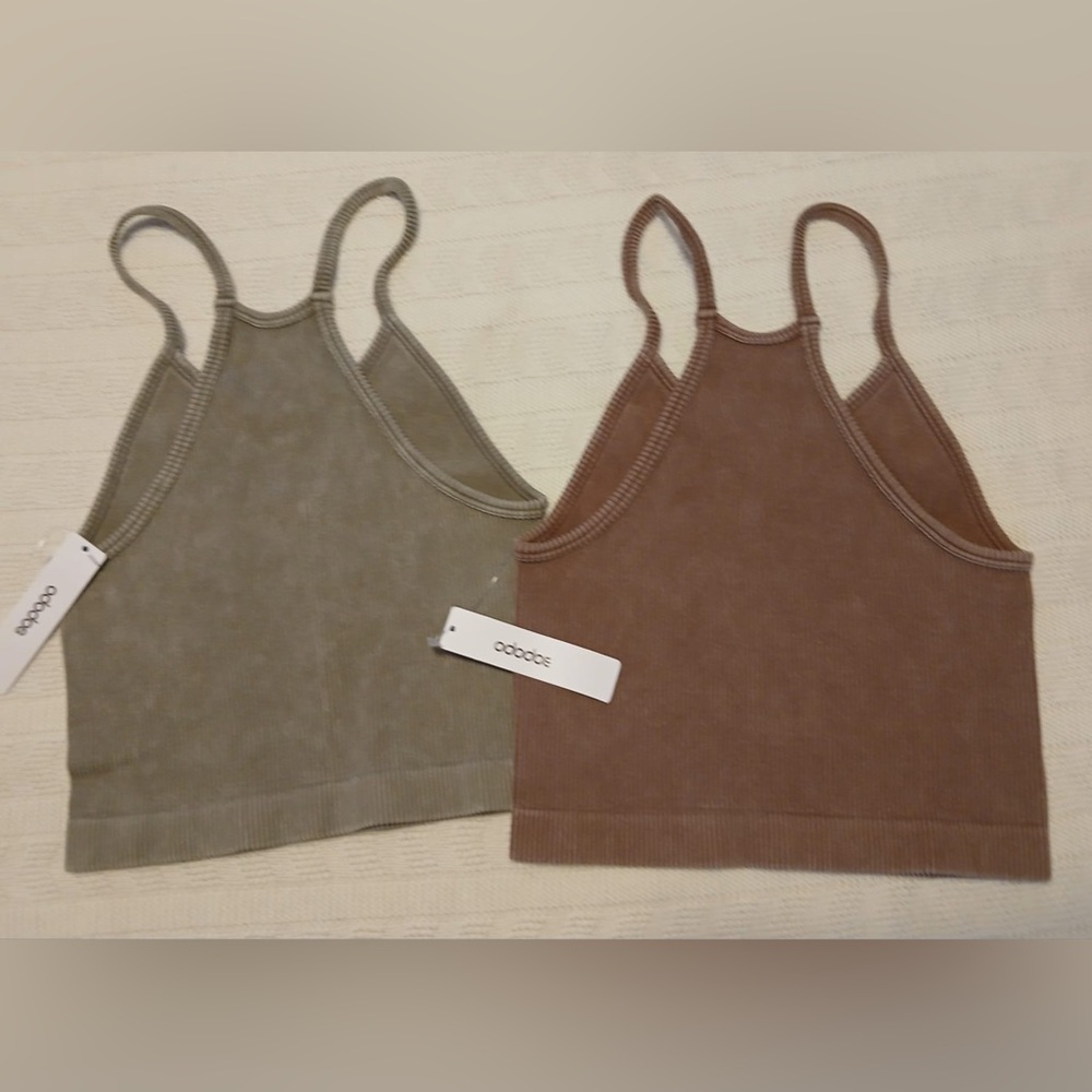 Ododos Women's Ribbed Tank Top - Brown and Gray